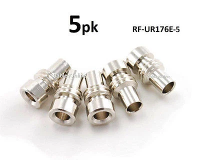 CABLESONLINE 5-PACK UG-176 Reducer for RG-59/ RG-8x, Nickel-Plated for PL-259 Connectors