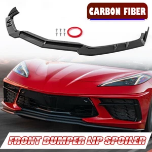 For Corvette C8 Z51 20-23 Front Bumper Lip Splitter Diffuser Carbon Fiber Look - Picture 1 of 11