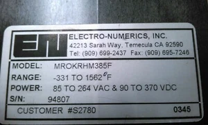 ELECTRO-NUMERICS MKROKRHM385F TEMPERATURE CONTROLLER - Picture 1 of 2