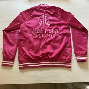 Jeffree Star Cosmetics Jacket Sz XS Pink Satin Varsity Bomber NWOT Fashion - Picture 1 of 19