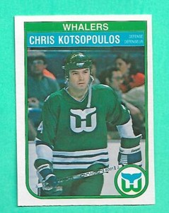 (1) CHRIS KOTSOPOULOS 1982-83 O-PEE-CHEE # 124 WHALERS ROOKIE NM+ CARD (W2712)  