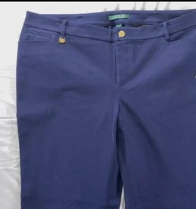 Ralph Lauren Gold Button Stretch Chino Pants. Blue, Women's Size 16w 40 By 30 - Picture 1 of 4