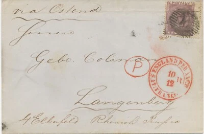 GB 9.12.1861, QV 6 D lilac (with broad margin at right, damaged and horizontal - Image 1 of 4