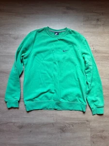 Nike Sweatshirt Kids Size Large Green Cotton Blue Check Longsleeve Sweater - Picture 1 of 3
