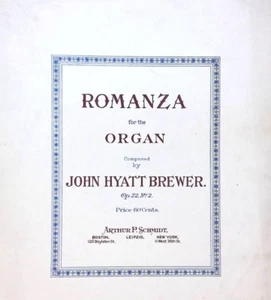 Partituras Romanza Órgano Avanzado Solo John Hyatt Brewer Gran Formato 1914 - Imagen 1 de 4