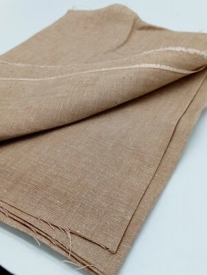 100% Irish Linen Fabric craft sample Caramel Brown  150cm x 20cm approx - Image 1 of 4