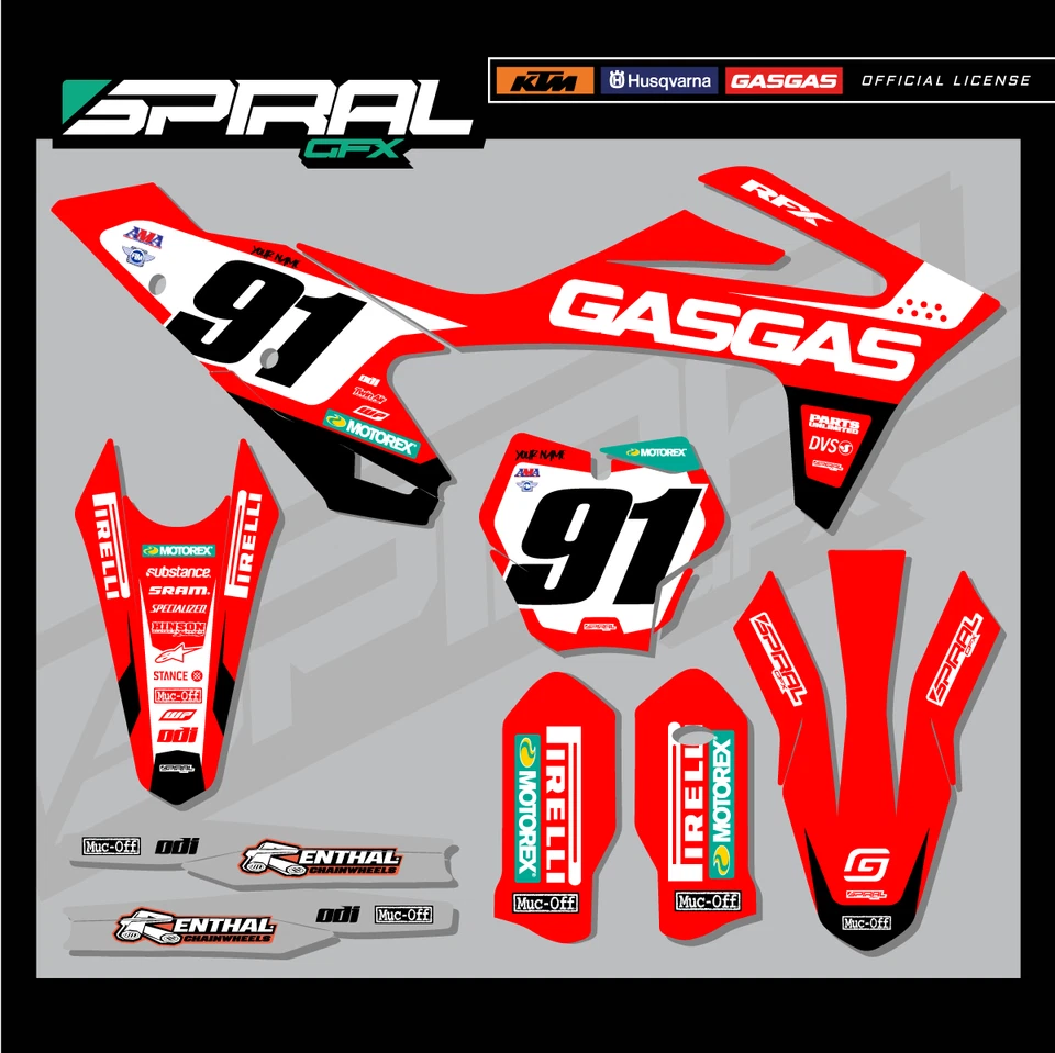Custom MX Graphics Kit GAS GAS MC 125 250 450 GASGAS Privateer 2021 2022 - Image 1 of 4