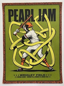 Pearl Jam 2018 Wrigley Field Chicago Poster Andrew Fairclough Baseball Concert 