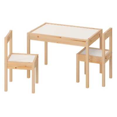 宜家 LÄTT 儿童桌和 2 椅子,白色/松木 — 第 1/4 张图片