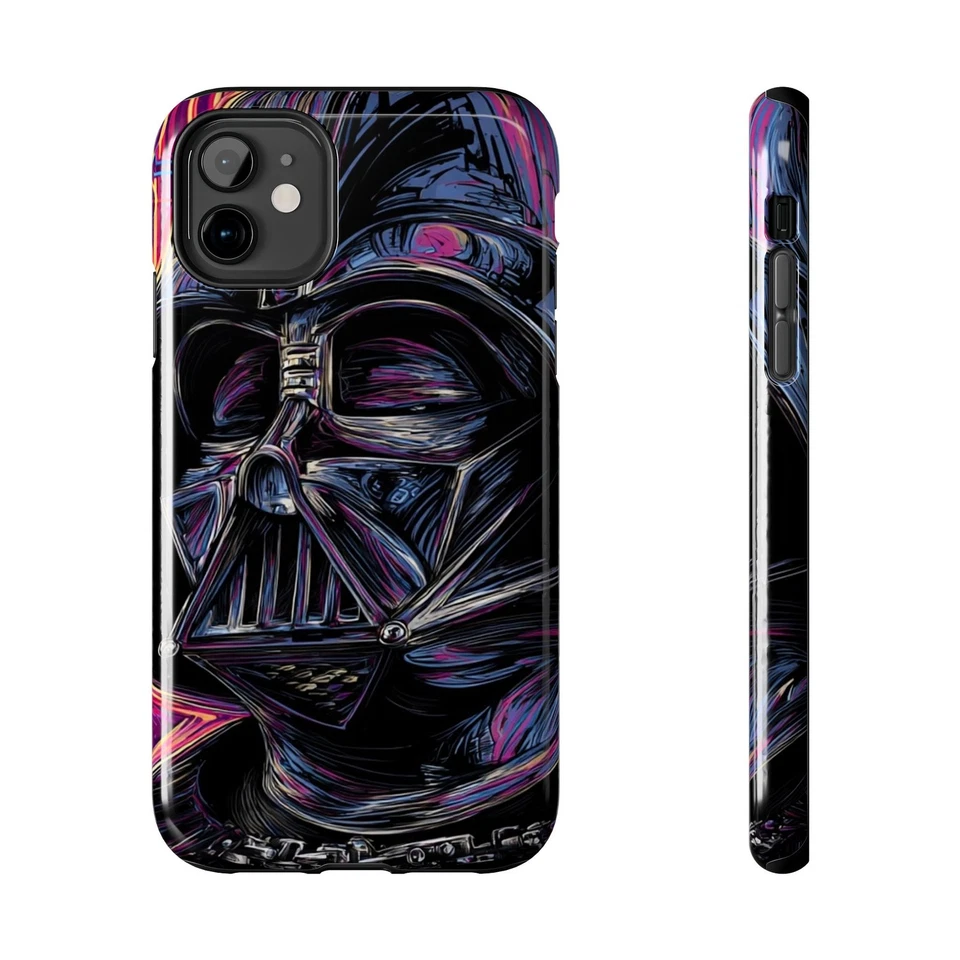 Neon Darth Vader Tough Phone Case | Galaxy Helmet Art, iPhone, Samsung Case - Image 1 of 1