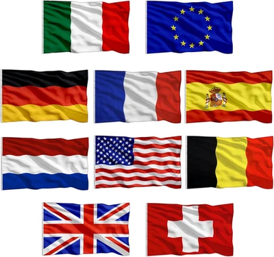 10 Pezzi Bandiere Nazionali.150X90 Cm Bandiere Del Mondo Con Anelli Durevole.Ban - Immagine 1 di 4