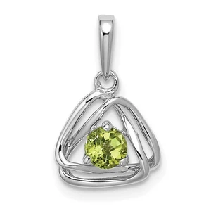 14k White Gold Peridot Triangle Pendant Perfect Gift for Her - Picture 1 of 2