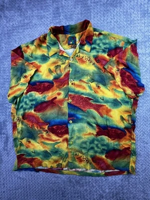 Camisa con botones multicolor Jams World Fish AOP para hombre XL rayón hawaiana Foto 1 de 4