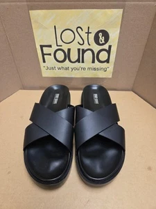 Stacy Adams Men's Montel Black Cross Strap Slide Sandals - 25469-001 Size 10 - Picture 1 of 9