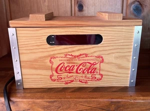 Coca-Cola Wood Crate Alarm Clock Radio AM/FM w/ Digital Display Tested Works - Picture 1 of 8