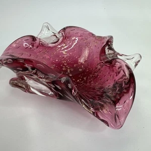 Vintage Pink Bullicante Bubble Art Glass Dish Ashtray, Mid-Century - Picture 1 of 10