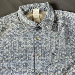 North Face Hemd Herren mittelblau weiß Kurzarm Knopfleiste Outdoor Print - Bild 1 von 7