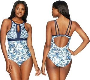 Coastal Blue Floral/Paisley One Piece Swimsuit S - Picture 1 of 3
