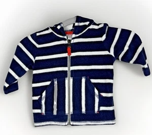 Hanna Andersson Hoodie 6-12 Month Sunsoft Terry Striped Cover Up Beach Sweater - Picture 1 of 6