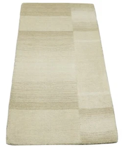 Gabbeh Teppich 100% Wolle 70X140 cm Handarbeit Beige Handgetuftet T1027 - Bild 1 von 5