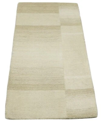 Gabbeh Teppich 100% Wolle 70X140 cm Handarbeit Beige Handgetuftet T1027 - Bild 1 von 4
