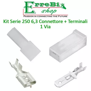 KIT CONNETTORE SERIE 250 6,3 FASTON MASCHIO FEMMINA 1 VIA + TERMINALE AUTO MOTO - Picture 1 of 1