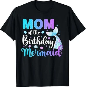 Cute Mom Of The Birthday Mermaid Family Matching Party Squad T-Shirt - Picture 1 of 4
