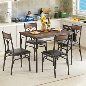 3/5 Piece Dining Table Set Chairs Home Kitchen Breakfast Wood Top Dinette Table