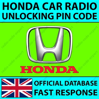 HONDA RADIO UNLOCKING PIN CODE ACCORD CIVIC CR-V FIT HR-V JAZZ ODYSSEY S2000 - Image 1 of 4
