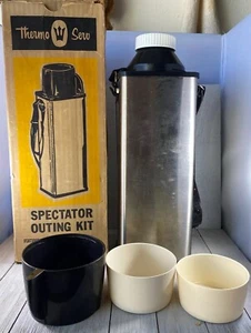VINTAGE THERMO-SERV ZUSCHAUERAUSFLUG SET " THERMOSKANNE " EDELSTAHL Outdoor - Bild 1 von 10
