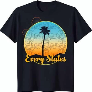 Stylish Black T-Shirt with Vibrant Tree Graphic Design for Summer Vibes - Picture 1 of 4
