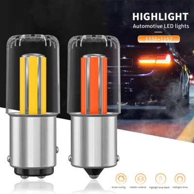 2x 1156 1157 LED Tail Brake Stop Backup Turn Signal Light Bulbs White Amber Red - Image 1 of 4