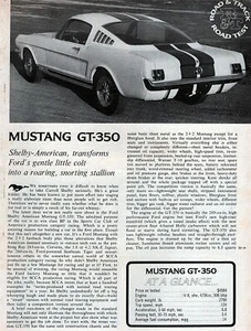 1965 Shelby Cobra GT-350 Ford Mustang - Original Road Test Article - Picture 1 of 1