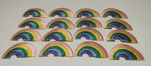 Regenbogen Aufnäher 16 Stück zum Aufbügeln 1,5" x 0,75" Rosa Gelb Grün Blau Lila - Bild 1 von 6