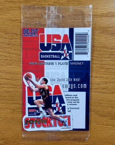 JOHN STOCKTON Dream Team USA Vintage 1996 NBA Basketball Die-Cut Fridge Magnet Cover