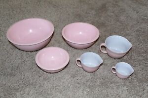 Pottery Barn Kids Kitchen MEASURING Cup Bowls COOKING Retro Pink