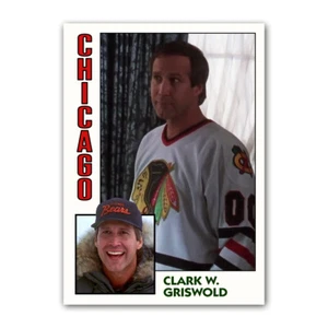Clark Griswold Christmas Vacation Trading Card Reimpresión Chevy Chase Chicago Bears - Imagen 1 de 3