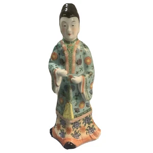 Beautiful Antique 14" TALL FEMALE Chinese Porcelain Statue of Standing Figure - Imagen 1 de 10