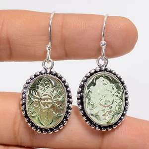 Pendientes colgantes de plata 925 con piedras preciosas de amatista verde joyería de moda 1,6" ARE-4764 - Imagen 1 de 3