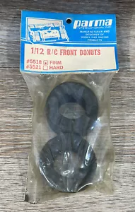NIP Vintage RC Part #5518 PARMA 1/12 RC Firm Front DONUTS Tires WHEELS 2 Sealed - Picture 1 of 2