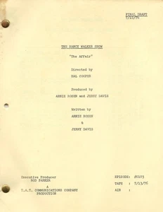 THE NANCY WALKER SHOW-TV SERIES-1976-THE AFFAIR-ORIGINAL TV SCRIPT-NORMAN LEAR - Picture 1 of 2