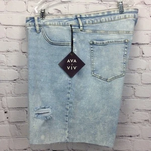 Ava & Viv Jean Shorts Women’s Plus Sz 18W High Rise Cutoff Distressed Ripped NWT - Picture 1 of 10
