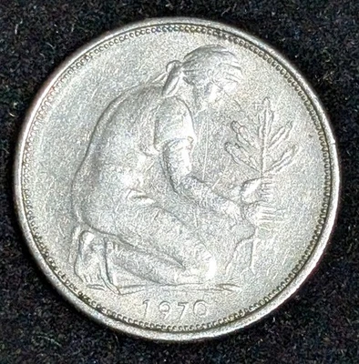 Alemania F 1970 50 Pfennig circulado KM# 109,2 Foto 1 de 3