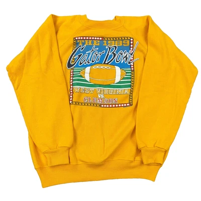 Vintage West Virginia Mountaineers Sweatshirt Men Medium Crewneck WVU 80s Yellow - Image 1 of 4