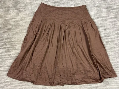 Falda Kim Rogers Signature para mujer 12 marrón forrada de algodón midi bordada línea A Foto 1 de 4