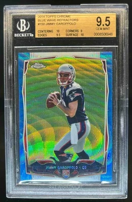 2014 Topps Chrome Jimmy Garoppolo RC Blue Wave Refractor #150 Patriots BGS 9.5 - Image 1 of 2