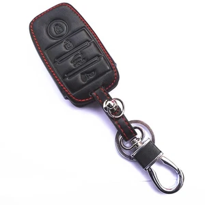 Smart Remote For Kia K5 K3 Black Leather 4 Buttons Key Chain Holder Cover Fob - Picture 1 of 6