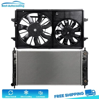 Aluminum Radiator & Cooling Fan Kit For 2008-10 2011 2012 Chevrolet Malibu 2.4L Foto 1 de 4