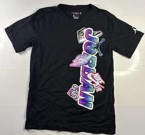 Nike Air Jordan Rare Retro 1 Fresh Prince Rainbow Black Shirt Kids Size Large - Picture 1 of 5