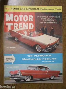 MOTOR TREND NOVEMBER 1956 '57 FORD AND LINCOLN PREFORMANCE TESTS - Imagen 1 de 3
